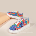 rainbow color fashion shoes painting canvas woman shoes Height Increasing
